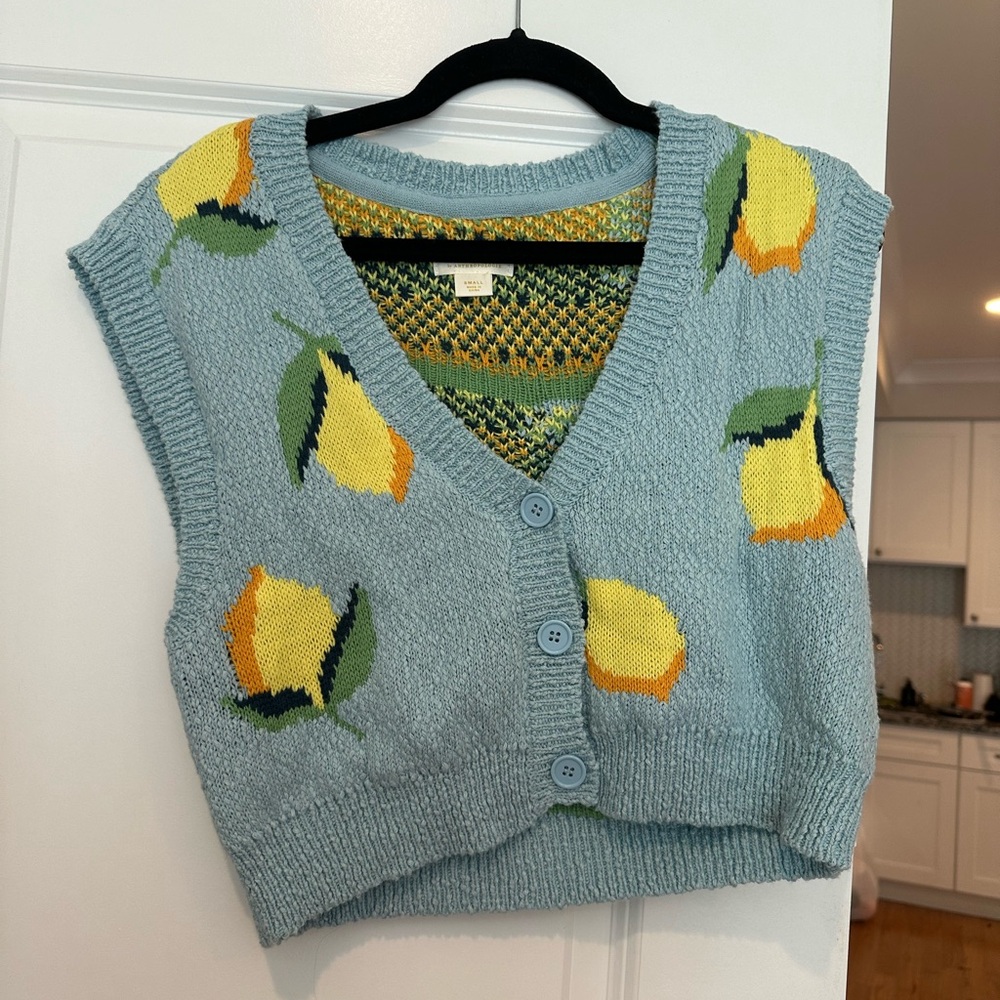 Maeve Anthropologie lemon sweater vest